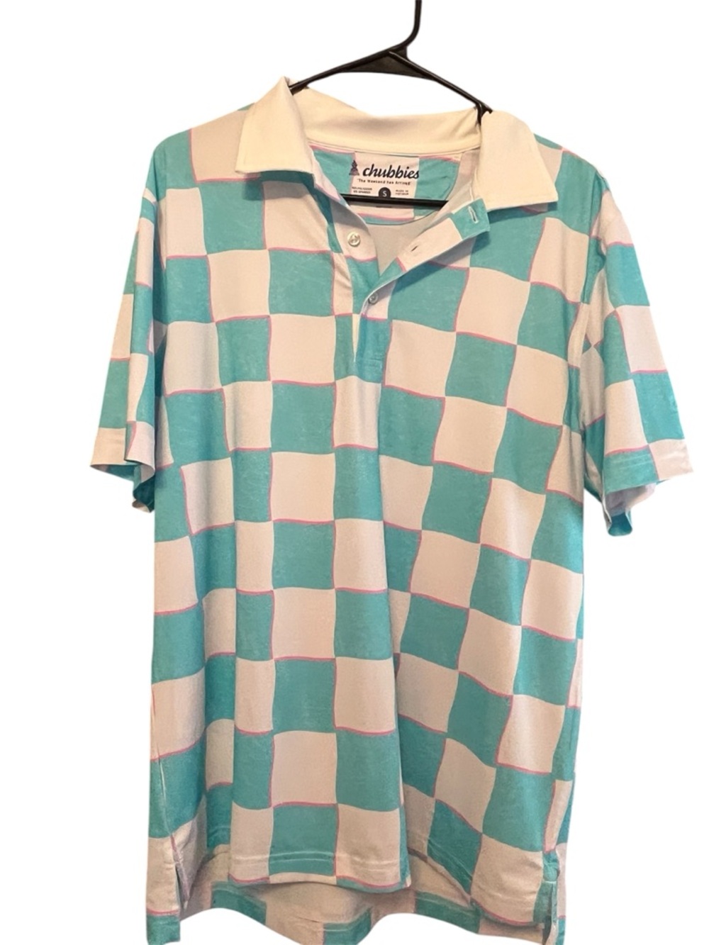 Chubbies Polo Shirt Mens Blue Pink Golf Stretch Performance Preppy Small pastel